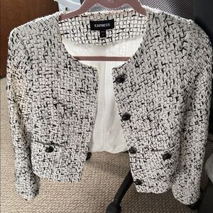 Express Women's Monochrome Tweed Blazer